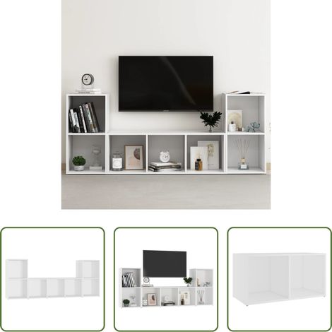 Wohnzimmer -  3-tlg. TV-Schrank-Set Weiß Holzwerkstoff (1/5)