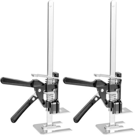 Mophorn Cric à bras 2 pièces, outil de levage manuel en métal avec capacité de 100 kg, hauteur ajustable jusqu'à 25 cm, inclus un niveau magnétique, idéal pour l'installation de meubles, noir (1/5)