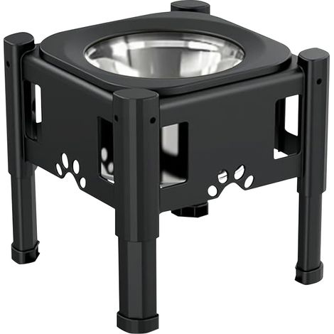 Comedero Elevado Perro, Regulable en Altura, Tazón de Alimentación Bol para Mascotas con Cuenco de Alimentación Lenta, Negro (1/5)