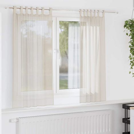 Voile Curtains with Tab Top 2 pcs Cream vidaXL