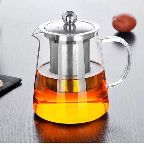 Théière en verre - 450ml - Infuseur en acier inoxydable - Résistant à la chaleur - Élégante et moderne (1/5)