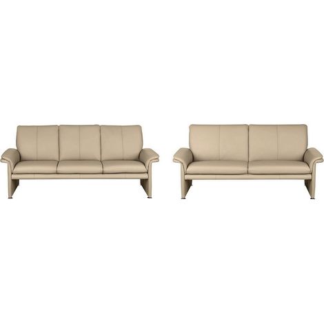 Ensemble Canapé 3 places et 2 places en 100% tout cuir italien vachette COMO, beige (1/3)