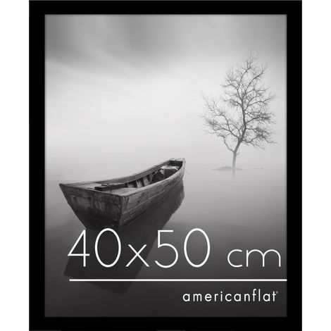 Cadre Photo 40x50 cm Noir - Cadre 50x40 cm en Bois MDF avec Plexi Poli et Matériel de Suspension - Suspension Horizontale ou Verticale (1/5)