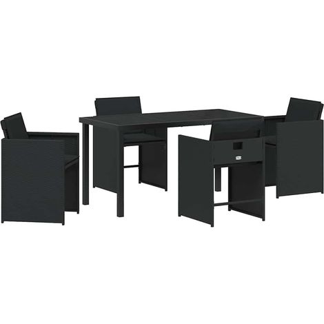 Maison Exclusive - Set da Pranzo per Giardino con cuscino 5 pcs Nero polyrattan (1/5)