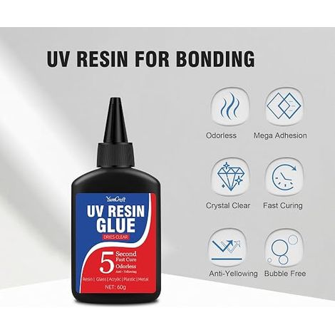 Glue with UV Lamp, 60 g UV Glue with Rechargeable Lamp, Curing 5 Seconds UV Resin Adhesive for Soldering (1/4)