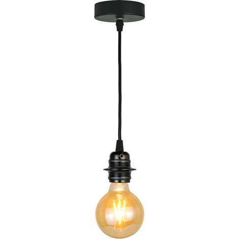 Lampe suspension métal noir H110cm – Compatible ampoules LED E27 – Réglable en hauteur – Design contemporain pour intérieur moderne – Sampa (1/3)