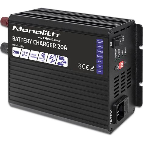 Caricabatterie intelligente Qoltec Monolith per batterie LiFePO4 AGM GEL SLA 20 A 12 V (1/5)