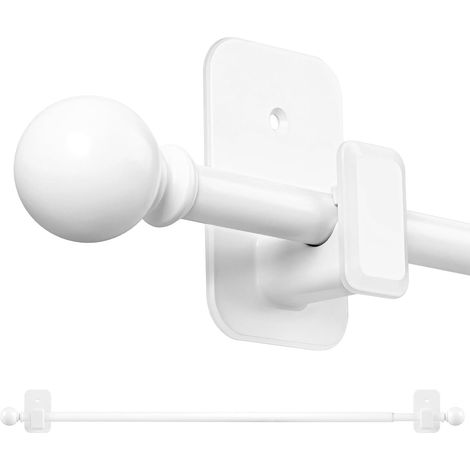 Tringle à Rideaux Sans Perçage 81-122 cm, Barre Extensible Blanc Diamètre 16 mm, Supports Adhésifs Sans Trous, Idéal pour Locataires et Installation Temporaire (1/5)