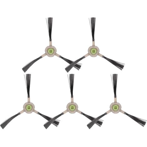 5 Pièces - Brosses Latérales - Accessoires Aspirateur Robot - Nylon Durable - Nettoyage Coins Et Plinthes - Pour Lefant Et OKP Life - Noir - 12x5cm (1/5)