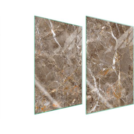 Plaque de protection en verre pour cuisine, 2 x 35 x 52 cm, marbre (1/5)