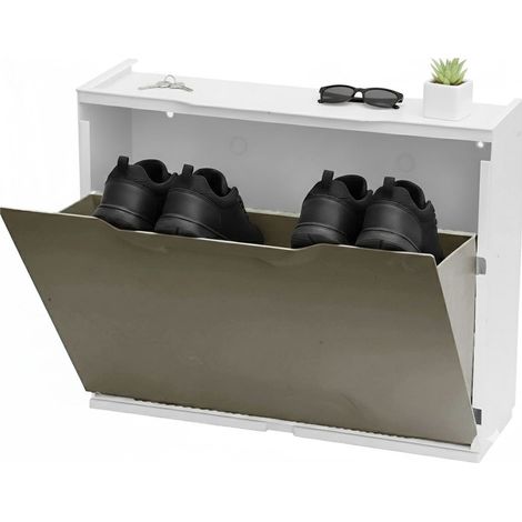 Dmora - Scarpiera Avon, Porta scarpe salvaspazio, Scarpiera da ingresso, Armadio scarpiera a 1 anta, 100% Made in Italy, 51x17h40 cm, Tortora
