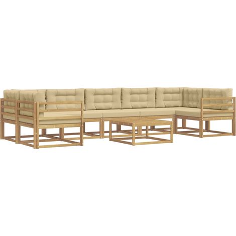 Conjunto de sofás de exterior con cojín 6 pcs y Beige vidaXL