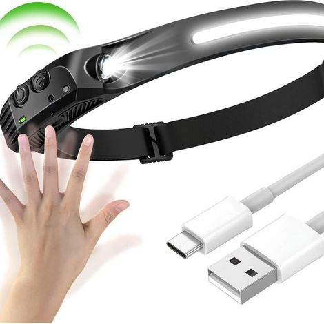 Lampe frontale LED rechargeable pour l'extérieur - Lampe frontale USB légère, lampe frontale en silicone, lampe de travail portable, lampe de course étanche pour la course en extérieur (1/5)