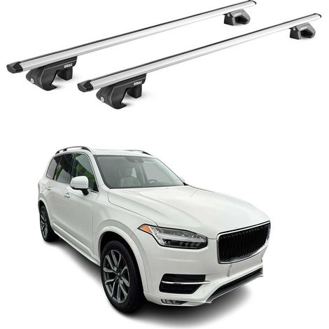 OMAC Dachträger Aluminium TÜV geprüft für Volvo XC90 2003-2026 – Für Standard Dachreling – T Nut – Max 90 kg – 2 Schlösser Silber (1/5)