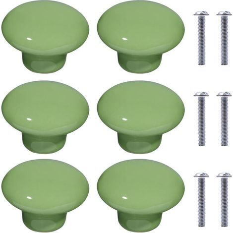 6Pcs Boutons de Meuble en Céramique Boutons de Tiroir de Placard en Céramique en Forme de Ronds Poignées pour Armoires de Cuisine de Bibliothèque (Vert) (1/4)
