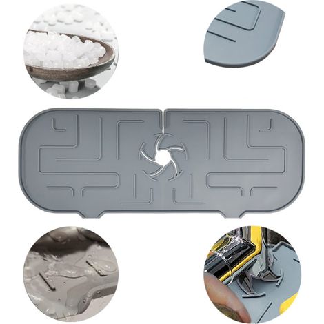 Protection anti-éclaboussures pour robinet de cuisine/évier, tapis récupérateur d'eau en silicone, coussinet d'égouttage à placer derrière le robinet pour cuisine et salle de bain (1/4)