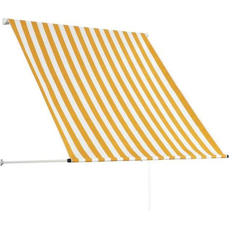 Auvent rétractable manuel jaune et blanc 150 x 150 cm – Protection solaire élégante pour terrasse et jardin, extérieur anti-UV (1/5)
