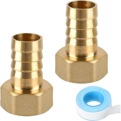 CONNECTION 2 Pièces Raccord Cannelé En Laiton 3/4 Filetage 19mm x G3/4 Femelle Filetage Interne Tuyau Raccords Cannelé Tuyau En Laiton Barbillon Raccord, Connecteur Adaptateur Pour Air, Eau, Huile (1/5)