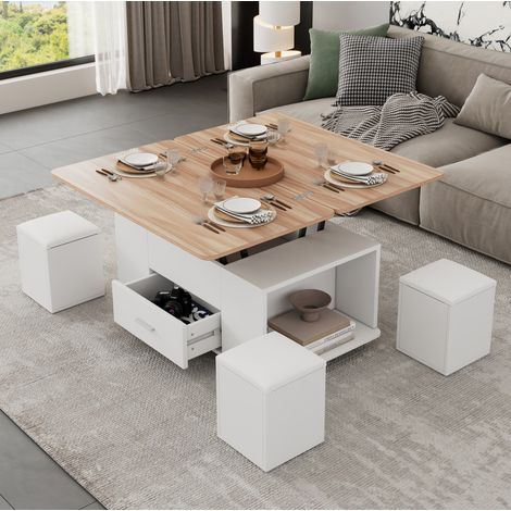 Tavolo trasformabile alzabile con 4 sgabelli 100x50 OKMYHOME (1/5)