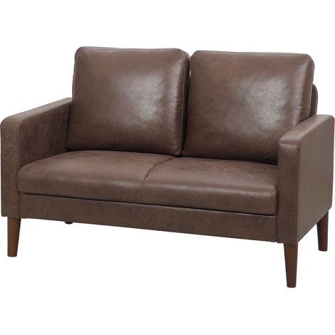 HOMCOM Divano 2 Posti Moderno con Gambe in Legno 130x78x85cm Marrone Scuro