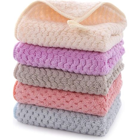 5 Pieces Hand Towel, Hand Towel, Kitchen Hand Towel Set, Coral Fleece Hanging Towel, Super Absorbent Quick Drying Belt Buckle