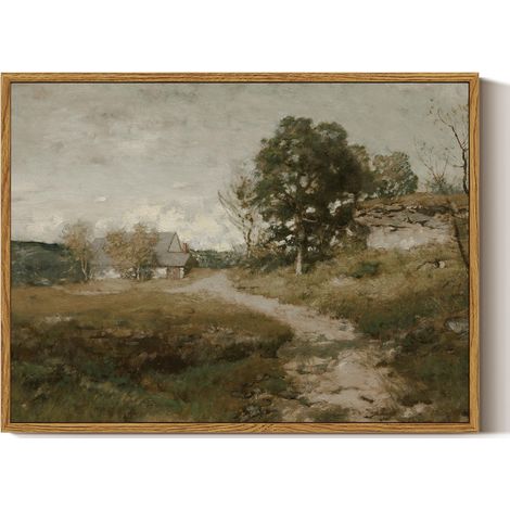 Images sur toile avec cadre - Petite décoration murale vintage - Pour salon, chambre, salle de bain, cuisine, ferme - Décoration esthétique - Paysage - Impression artistique - 40 x 30 cm (1/5)