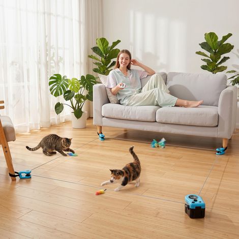 Jouet pour chat automatisé/contrôlé à distance avec tapis de course réglables à vitesse réglable Noir (1/5)
