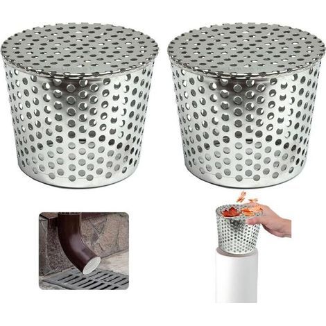 Filtres De Gouttière en Acier Inoxydable, Lot de 2 Crapaudine de Gouttière 90-110mm, Filtre Gouttière À Mailles, Grille Protection Gouttiere Anti Feuille, Filtre de Gouttière pour Éviter les Blocages (1/4)