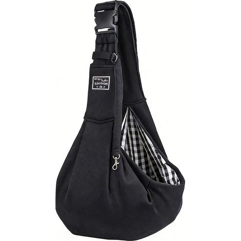 Sac de Transport pour Chien Chat, Réglable Sac à Bandoulière Mains Libres Petit Chien, pour Chiens/Chats de Taille Moyenne Jusqu'à 6kg, pour l'extérieur, Les Voyages, Le Métro (Noir) (1/5)