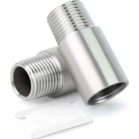 2 Pcs 100mm 1/4" Femelle x 1/4" Male BSP Nipple Cast Pipe 304 Stainless Steel Pipe Fittings (1/4)