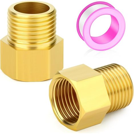 2 pièces 30mm Extension Brass Pipe Fitting, 1/2" Female to 1/2" Male Pipe Hex Bushing Adapter Converter AdapterGO-463S