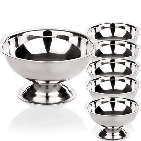 6er-Set Eisbecher Eisbecher Dessertschalen Eisschalen Edelstahl Dessertschalen 9 cm für Desserts Eiscreme Salate Snacks Cocktails Servierschalen (1/5)