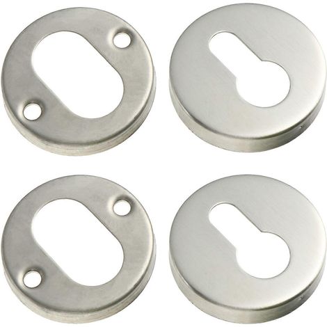 Cache-serrure en acier inoxydable, protection pour serrure de porte, lot de 2, argent (1/5)