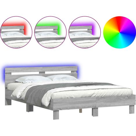 Maison Exclusive - Estructura de cama cabecero y luces LED gris S