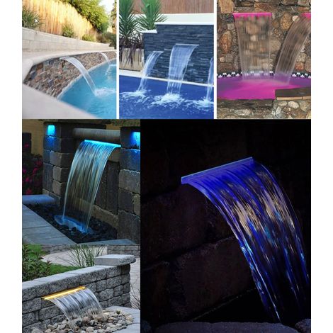 Lame d'eau pour piscine Cascade en acrylique 60cm Avec Led intégrées Bluetooth Wifi Télécommande Piscine et fontaine bassins (1/5)