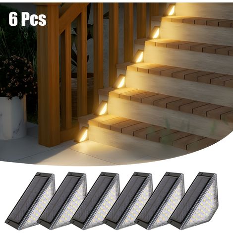 Lot de 6 lampes solaires LED pour escalier, éclairage extérieur de marches et de terrasse. (1/5)