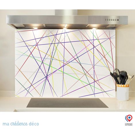 Fond de hotte : Jeux de diagonales colorés - Verre trempé - 90 cm - 60 cm (1/5)
