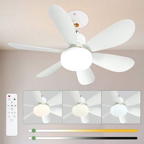 Ventilador de techo silencioso de 52 cm con luz y mando a distancia, lámpara de techo de 40 W con enchufe E27, para salón, 3 velocidades, 6 aspas (1/5)