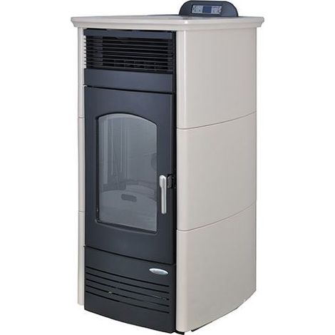 Stufa a Pellet ad aria canalizzata 16 kw Laminox Valentina  Rivestimento esterno in maiolica  Terra di Siena (1/5)