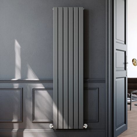 ELEGANT Steel Radiator Anthracite Double Flat Panel Rad Vertical Column Central Heating 1800x452mm (1/5)