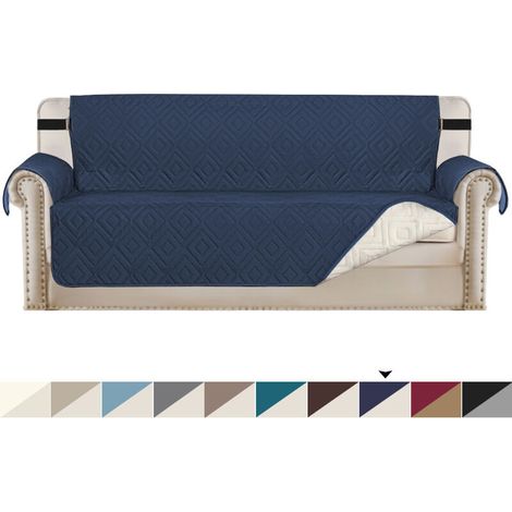 Easy Living Couch Cover Water Resistant Reversible Couch Cover Couch Slipcover with Foam Sticks Elastic Straps Furniture Protector for Pets Kids Children Dog Cat (Sofa, Blue) (1/5)