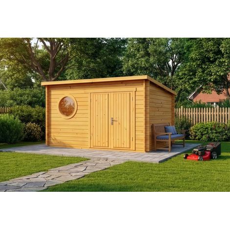 Abri de jardin Maria Rondo B Pinie Imprégné, 34 mm Épaisseur paroi 400 x 320 cm
