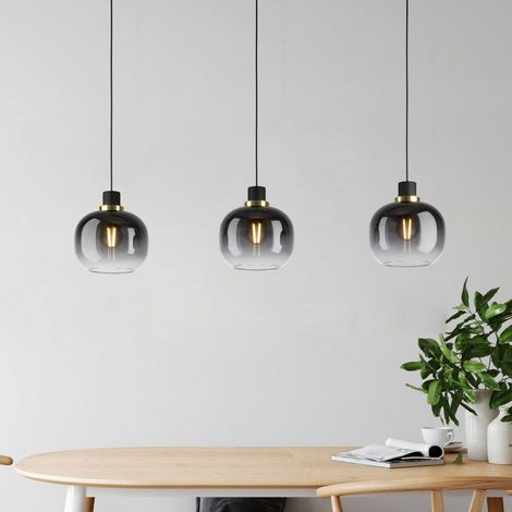 [GEBRAUCHT] B-Ware Oilella Hängelampe Pendelleuchte Lampe schwarz-grau Glas 3-flg Länge 95 cm (1/2)