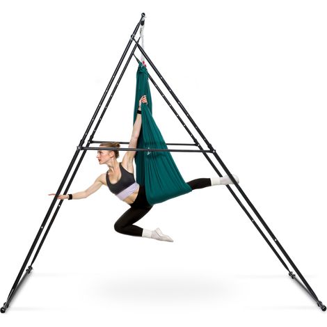 VEVOR Aerial Yogarahmen Schaukelständer mit 6 m langer Yoga-Hängematte (Grün) & max. 200 kg Tragkraft & dreieckiger Struktur & EVA-Schaum, 4-stufige horizontale & 6-stufige vertikale Einstellung (1/5)