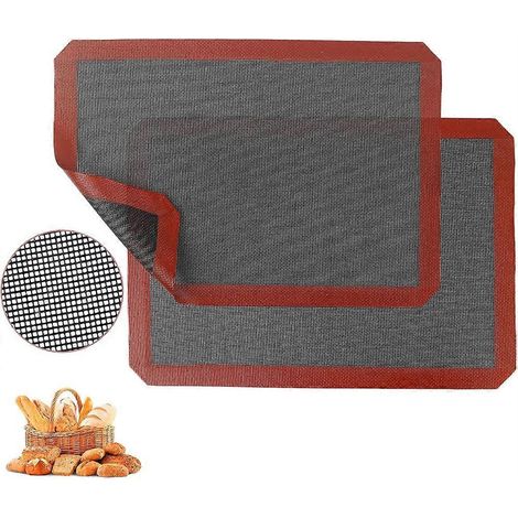 Tapis de cuisson en silicone perforé 15,7 po x 11,6 po pour une cuisson uniforme, antiadhésifs et réutilisables - Idéaux pour le pain et les biscuits (paquet de 2) (1/5)