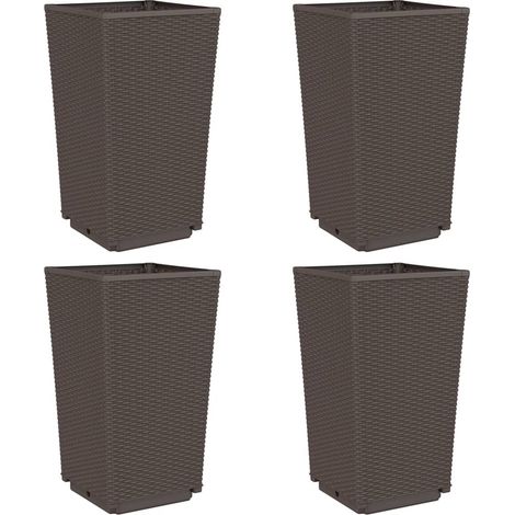 Maison Exclusive - Jardineras 4 unidades PP marrón 32,5x32,5x57 c (1/5)