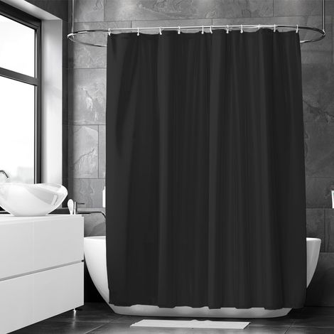 Rideau de Douche - 1 Pièce - Polyester - Imperméable et Anti-moisissure - Salle de Bain - 180x200 cm Noir (1/5)