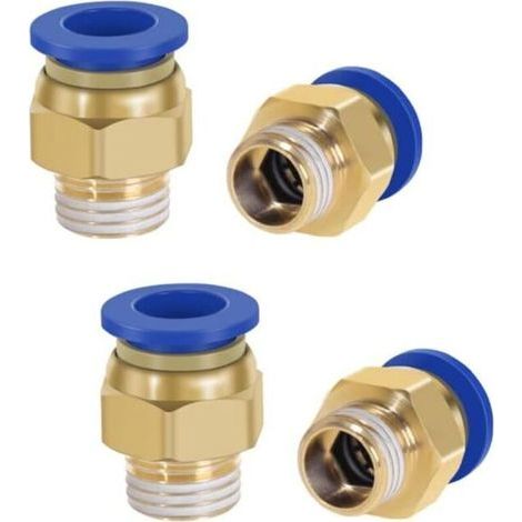 Lot de 4 raccords pneumatiques 1/4" vers 12 mm Pour raccord d'air comprimé Qualité industrielle (1/5)