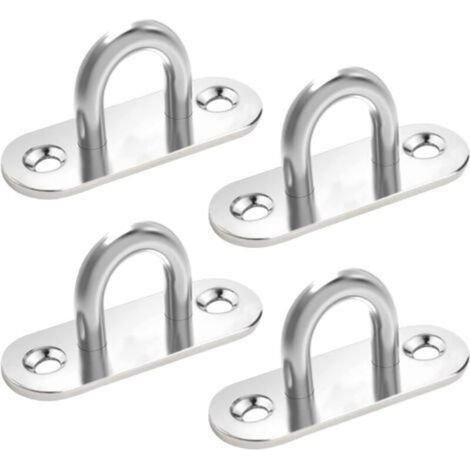 4er-Pack Edelstahl-Ösenblenden, Ösenblendenabdeckungen, Haken aus Metall 304, U-förmige Deckenhaken, Befestigungshaken für Hängesessel, Markisen, Bootszubehör