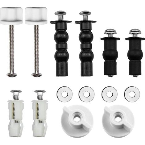 5 paires Charnière, universelle, acier inoxydable, plastique, 14-18 mm, pour abattant de toilette (1/5)